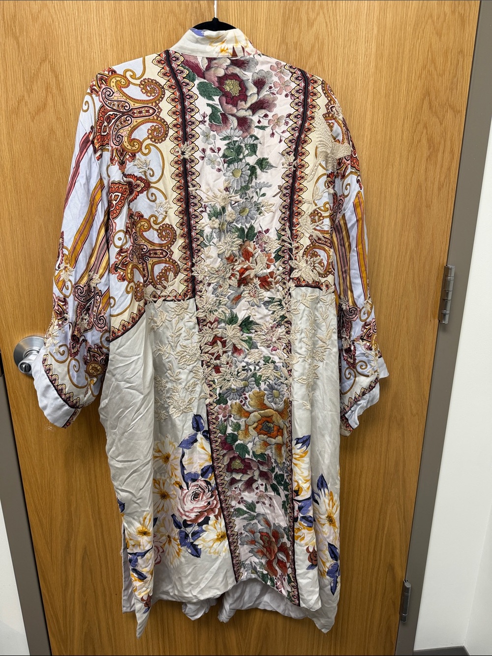 Johnny Was REVERSIBLE Boho Paisley Long Open-Front Coatigan in Cream & Rust - Picture 5 of 17